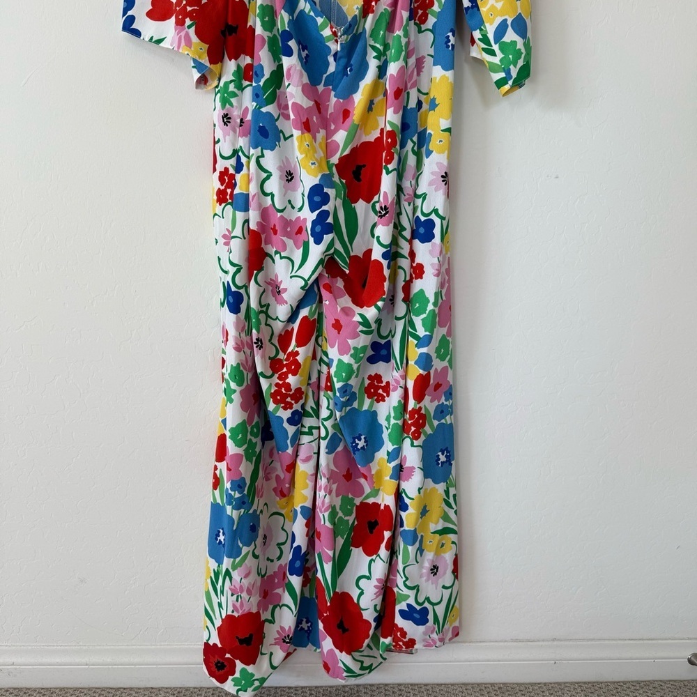 ASOS Bright Floral Open Tie Back Wide Leg Jumpsuit - Picture 9 of 12